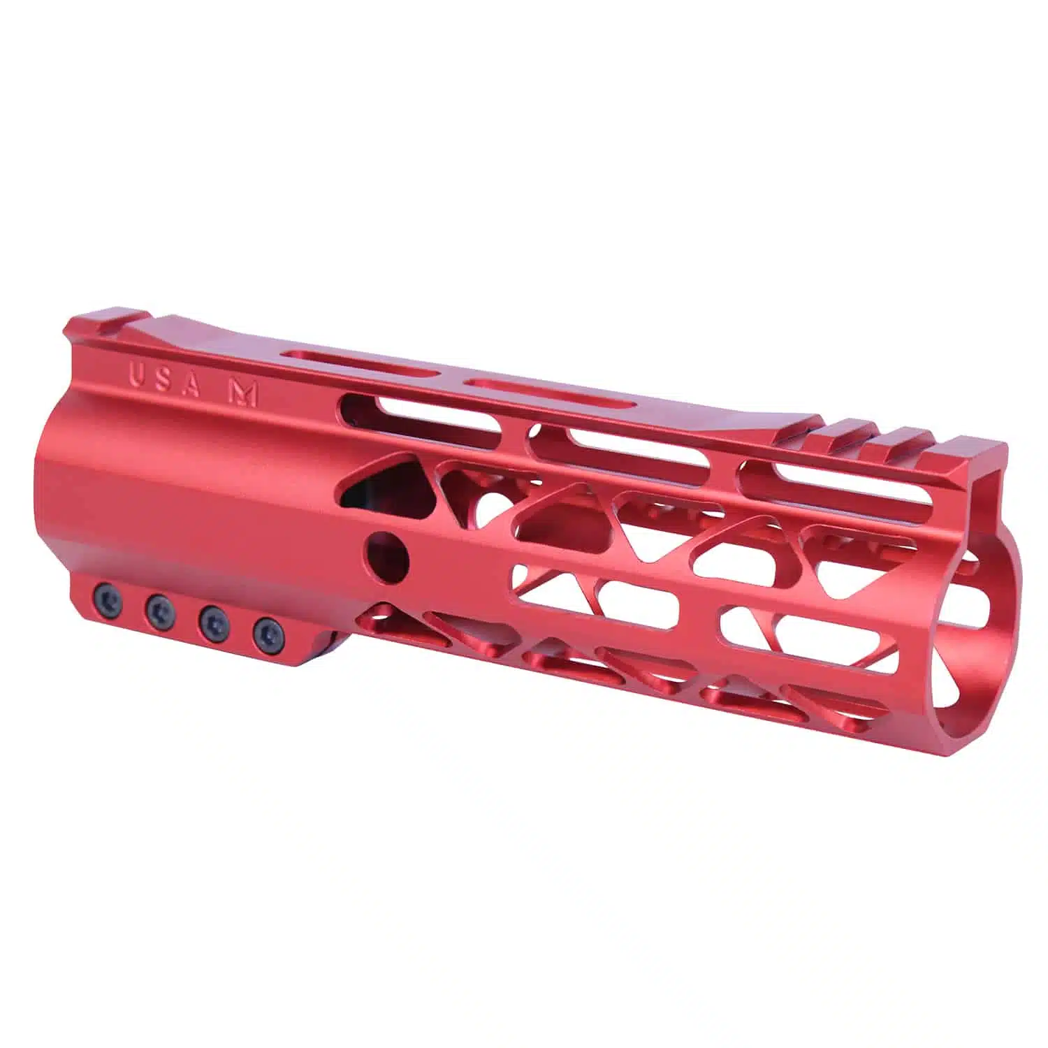 7-inch Anodized Red M-LOK handguard with monolithic top rail and skeletonized body