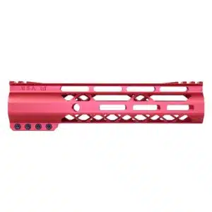 Anodized red 9-inch AIR-LOK M-LOK handguard with monolithic top rail and skeletonized T6 aluminum body