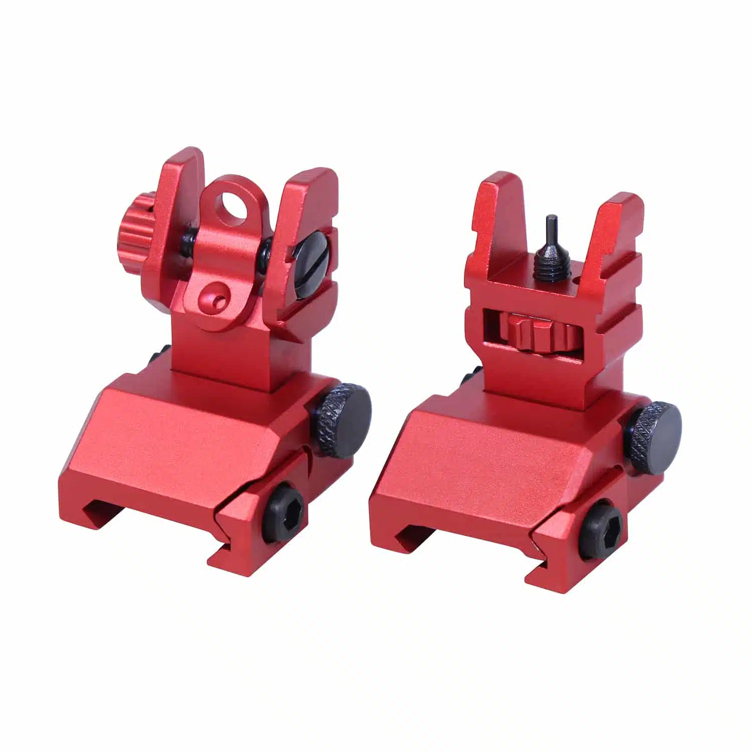 Anodized Red Rapid Acquisition Precision Sights (R.A.P.S) with dual rear aperture and front elevation knob