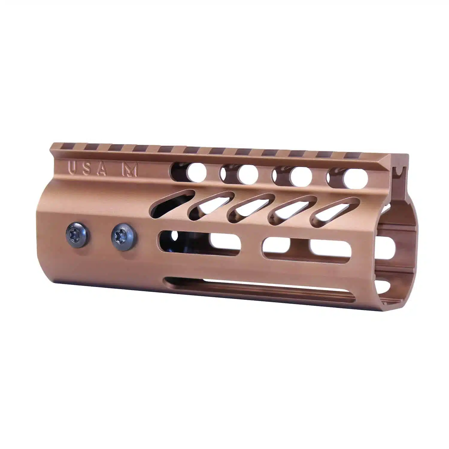 Anodized bronze 5 inch M-LOK free floating handguard with monolithic top rail