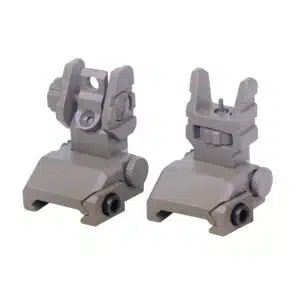 Rapid Acquisition Precision Sights (R.A.P.S) in Flat Dark Earth finish, showing front and rear sight posts.