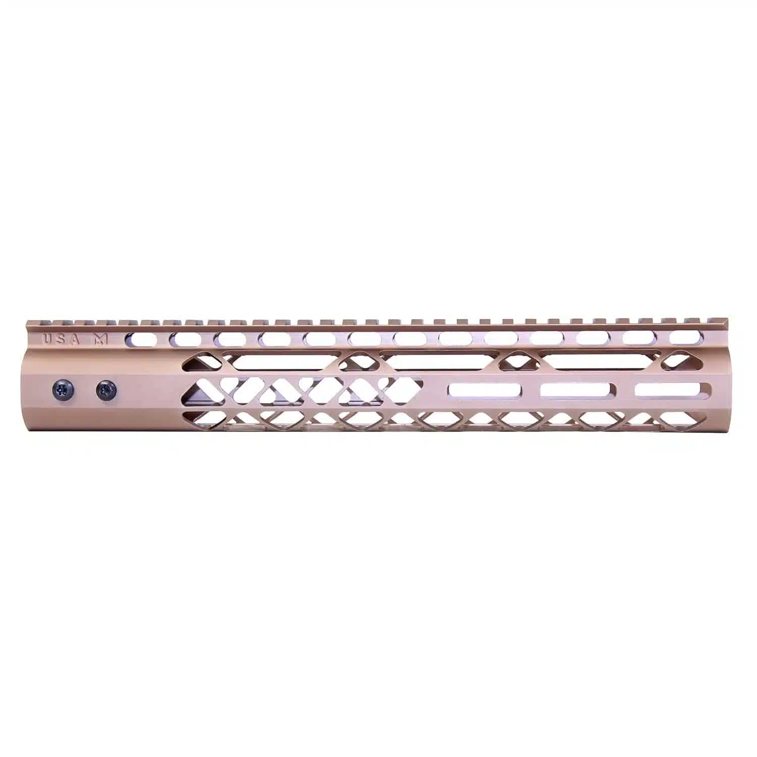 12 inch Air Lite M-LOK free floating handguard with monolithic top rail in anodized bronze finish