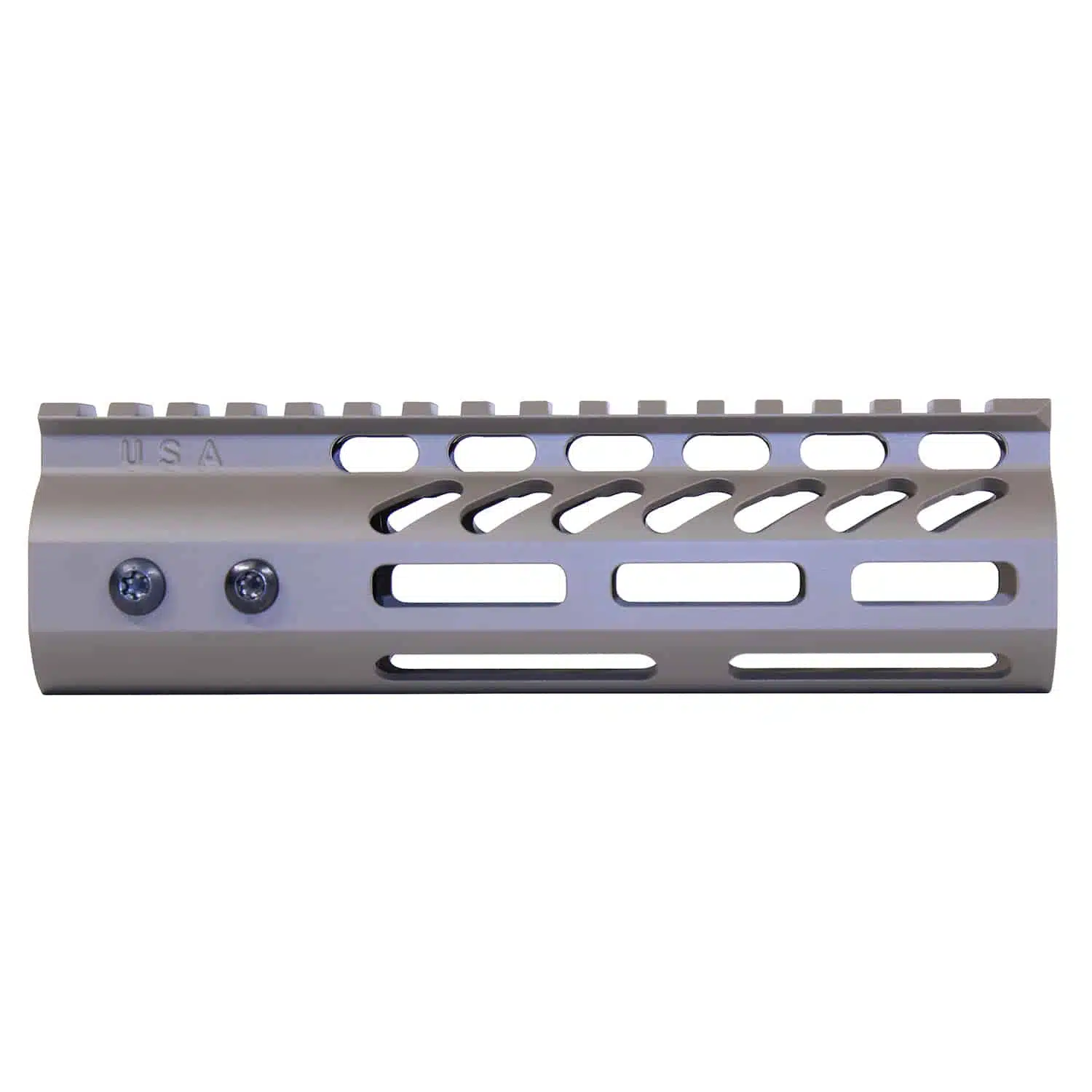 Flat Dark Earth M-LOK free floating handguard with monolithic top rail and USA marking