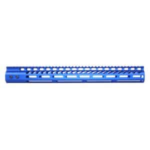 Anodized Blue 16.5 inch Ultra Lightweight Thin M-LOK Free Floating Handguard with Monolithic Top Rail