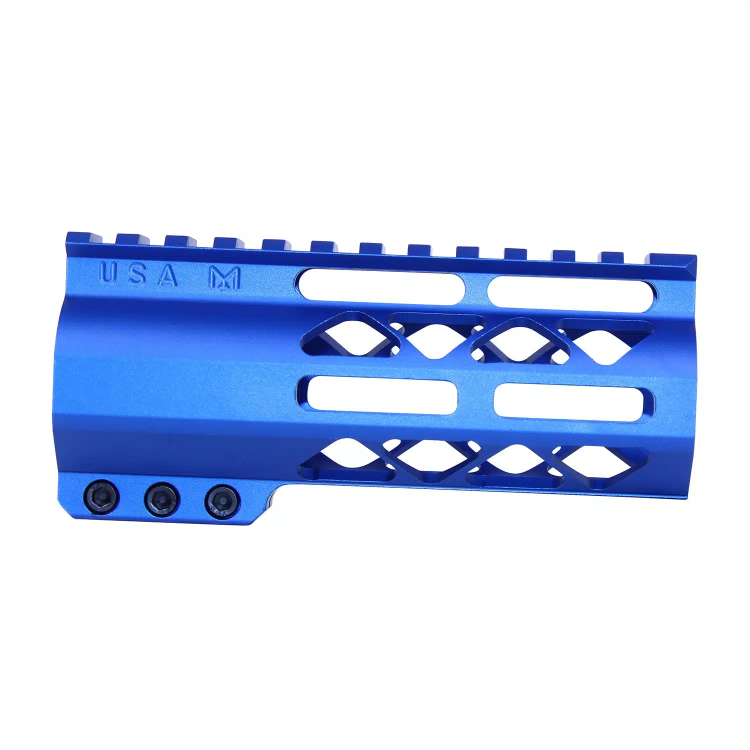 5 inch AIR-LOK M-LOK handguard with monolithic top rail in anodized blue finish