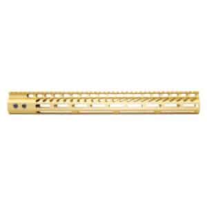 16.5 inch Anodized Gold M-LOK Free Floating Handguard with Monolithic Top Rail