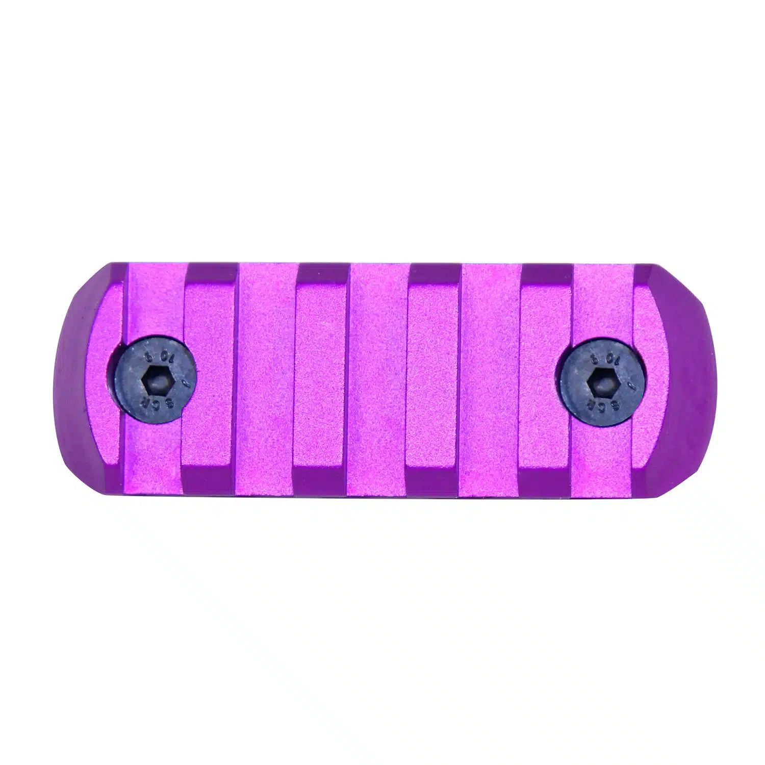 2.25 inch removable M-LOK accessory rail with anodized purple finish and two black set screws