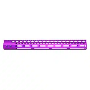 Anodized purple 16.5 inch M-LOK free floating handguard with monolithic top rail