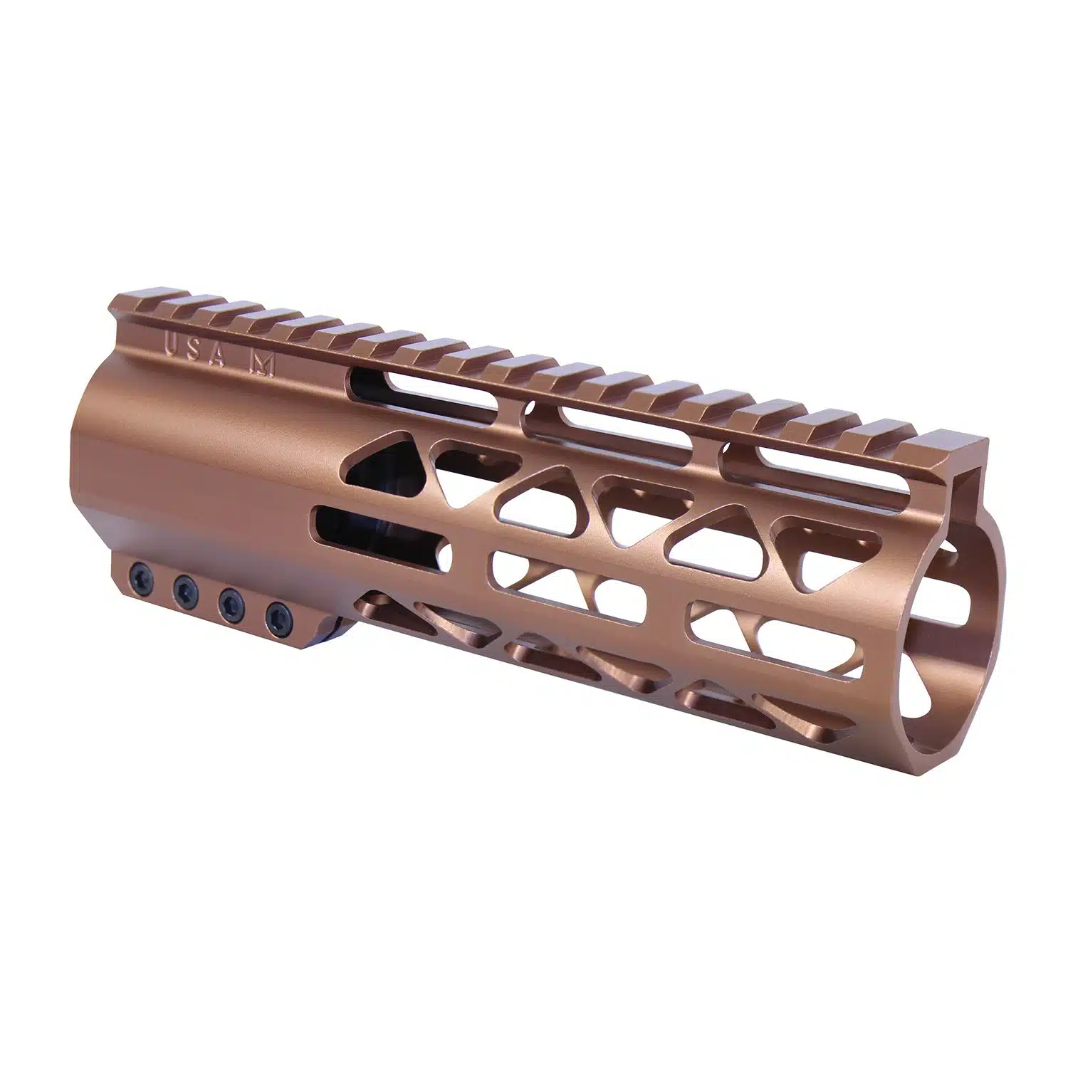 7 inch AIR-LOK M-LOK handguard in Anodized Bronze with monolithic top rail and skeletonized body