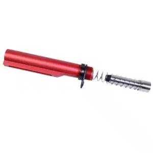 AR 9mm Cal MIL-SPEC Buffer Tube Set in Anodized Red with chrome silicon spring and buffer weight