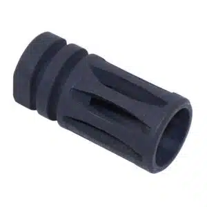 AR 9mm Cal A2 Birdcage Flash Hider with black phosphate finish and 1/2x28 thread pitch