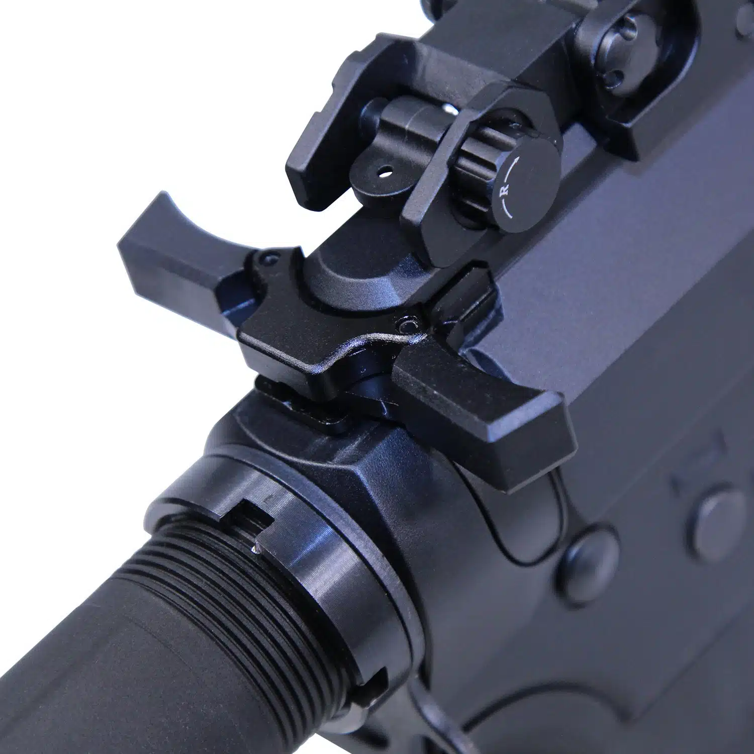 AR-15 Quick Engage Charging Handle in Anodized Black finish mounted on the upper receiver.