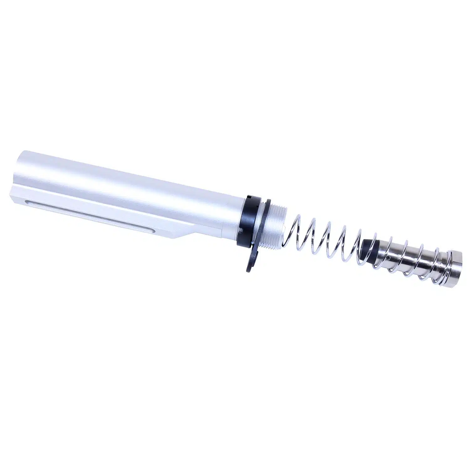 AR-10 Mil-Spec Buffer Tube Set in Anodized Clear finish with spring and castle nut