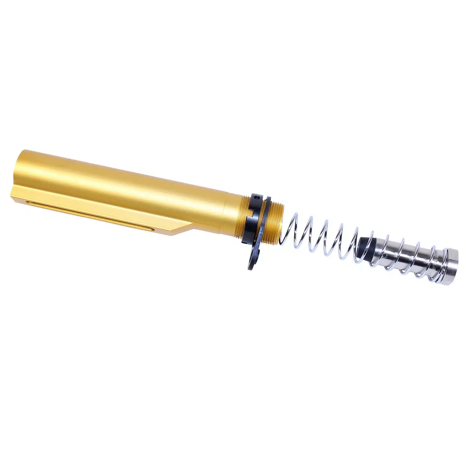 Anodized gold AR-10 buffer tube with spring and weight, .308 Cal