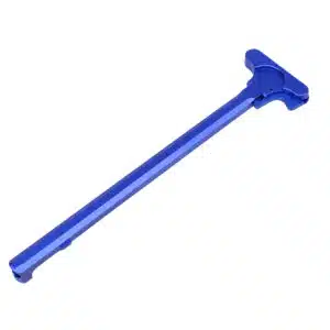 Anodized blue AR-10 charging handle with T-handle grip and Mil-Spec latch, .308 Cal