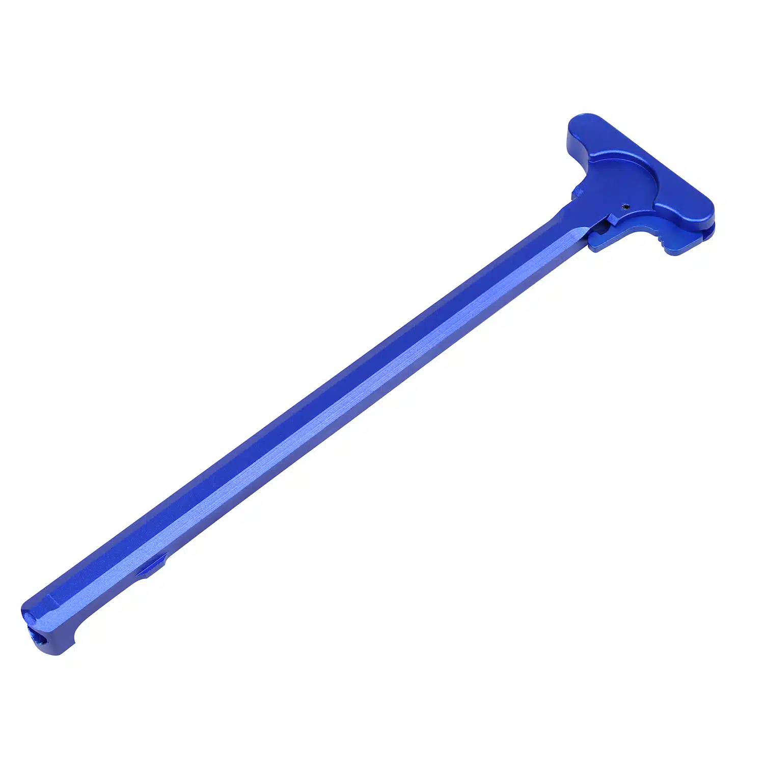 Anodized blue AR-10 charging handle with T-handle grip and Mil-Spec latch, .308 Cal