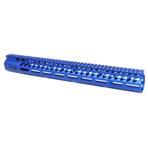 Anodized blue 16.5 inch M-LOK free floating handguard with monolithic top rail