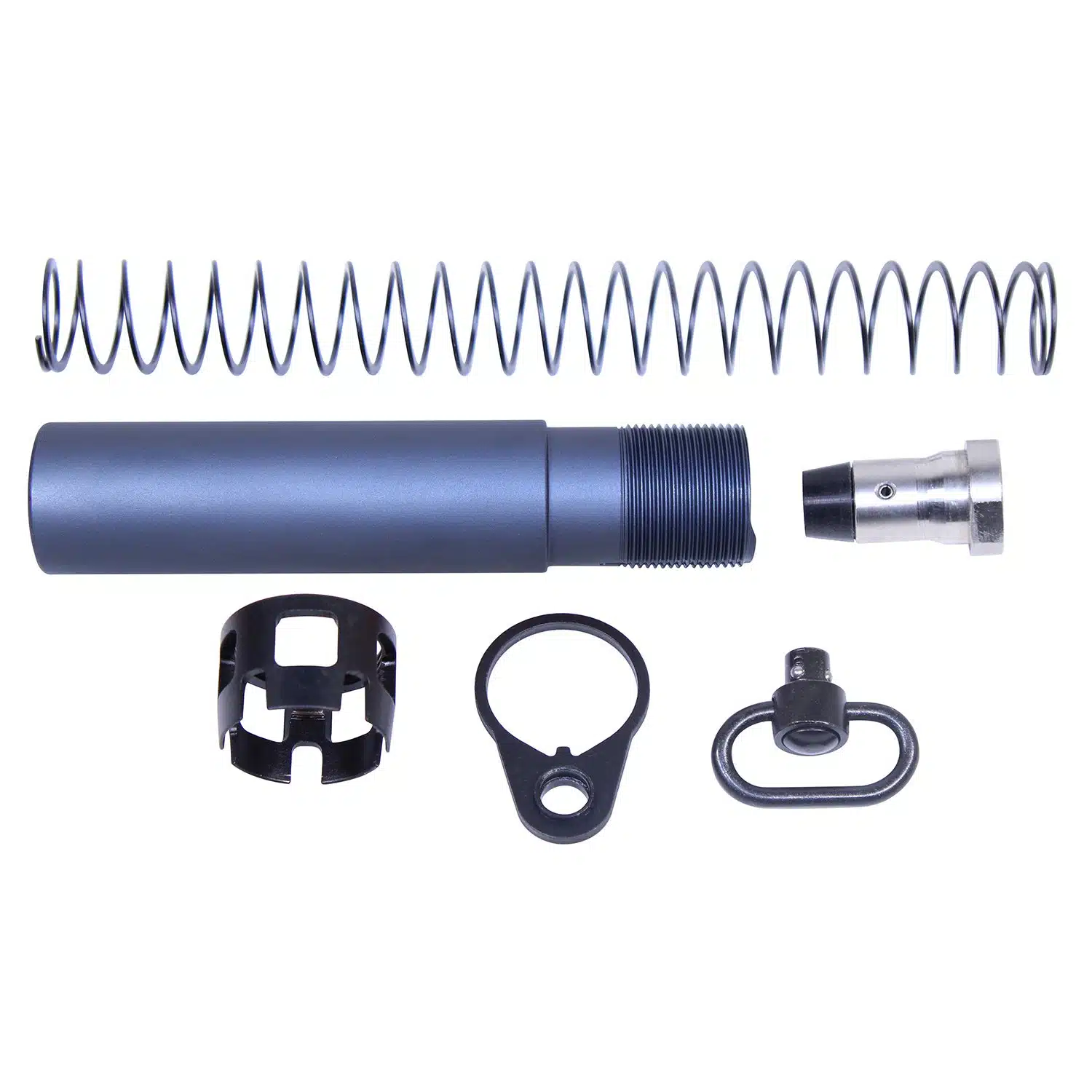 AR-15 Micro AR Pistol System kit in Anodized Grey finish with spring, tube, and hardware