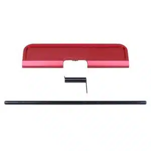 Anodized red AR-10 / LR-308 ejection port dust cover assembly with spring and rod
