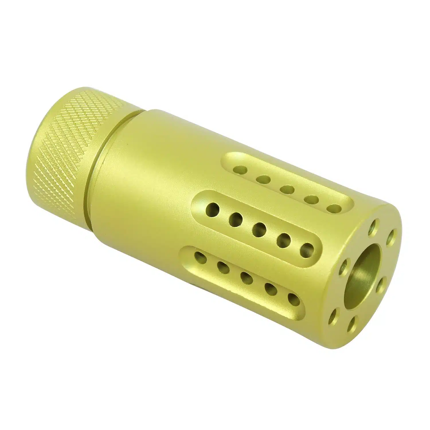 Anodized Neon Yellow AR-15 Micro Slip Over Barrel Shroud with Multi Port Muzzle Brake