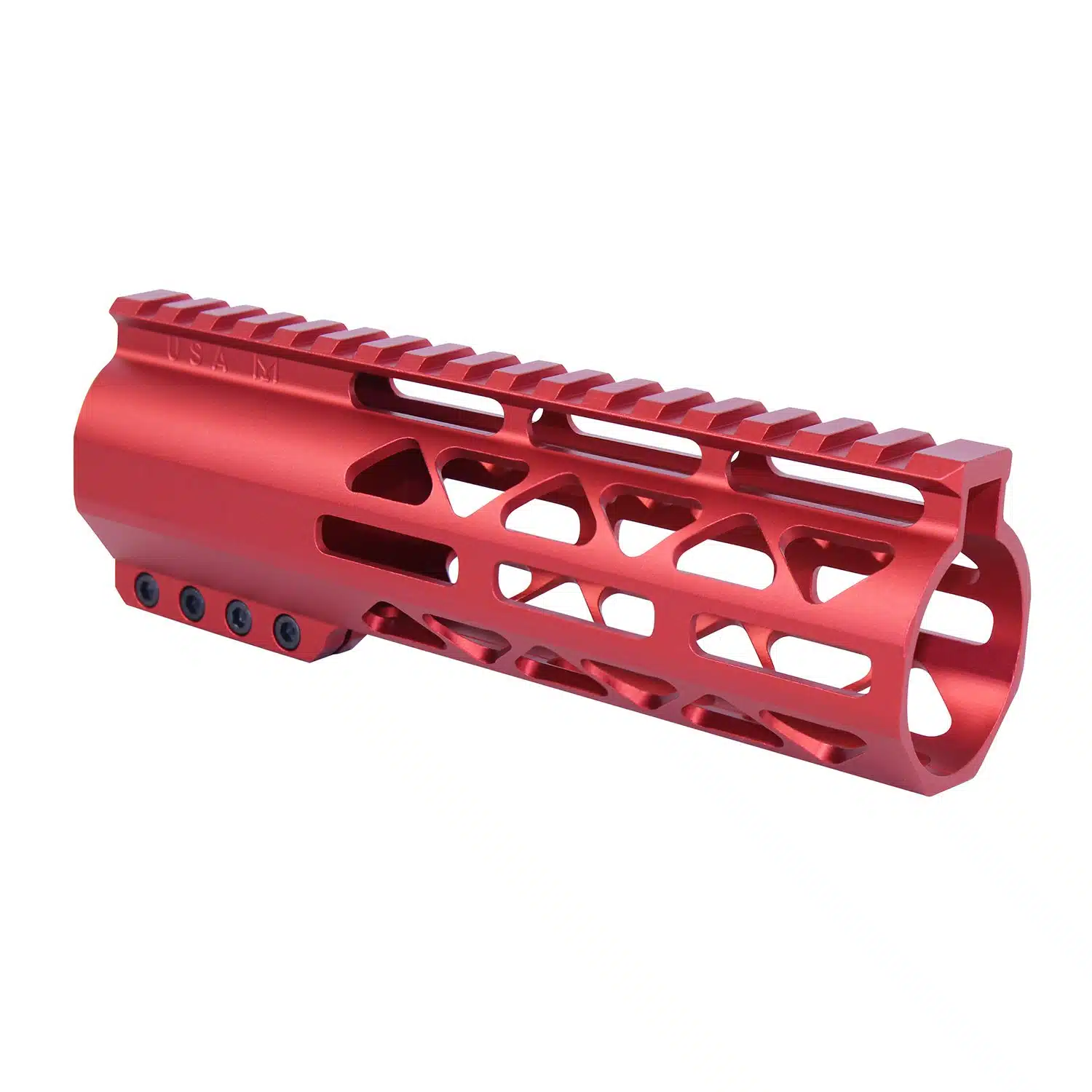 Anodized Red 7" AIR-LOK M-LOK handguard with monolithic top rail and skeletonized body