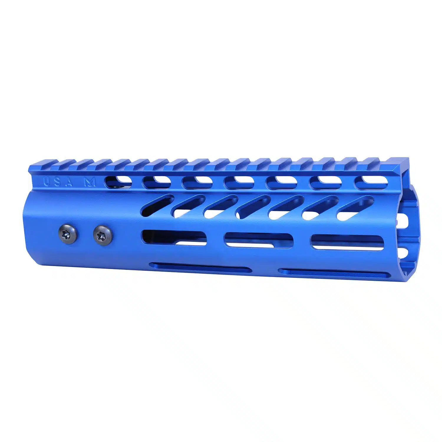 Anodized Blue 7-inch M-LOK free floating handguard with monolithic top rail for .308 caliber