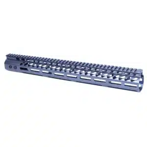 Anodized grey 16.5 inch M-LOK free floating handguard with monolithic top rail for .308 caliber AR-15