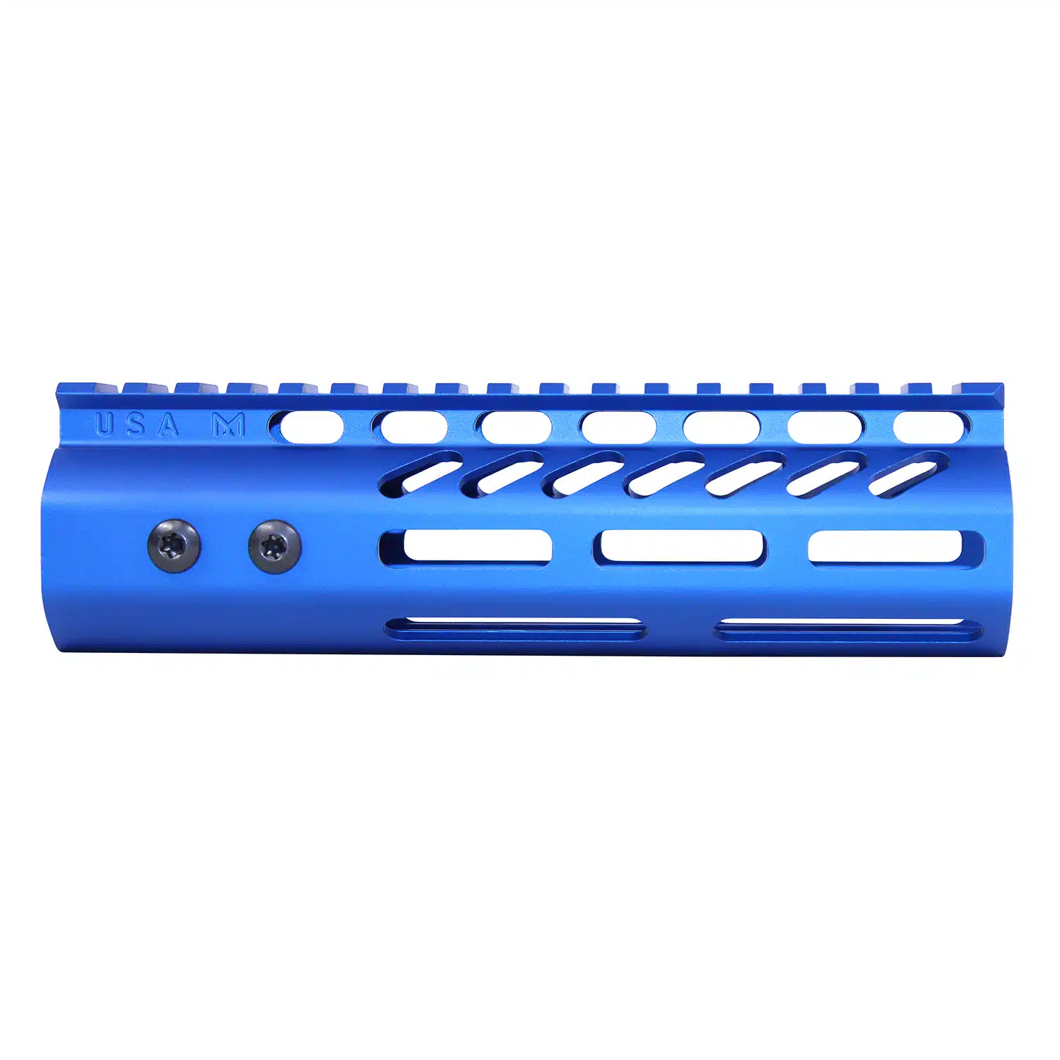7 inch Anodized Blue M-LOK handguard with monolithic top rail and USA M markings
