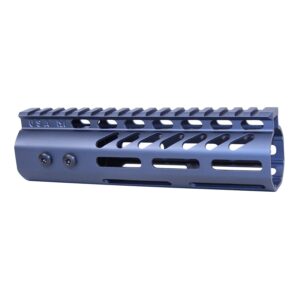 Anodized grey 7 inch M-LOK handguard with monolithic top rail for .308 caliber AR-15 platform