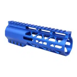 7 inch AIR-LOK Series M-LOK handguard in Anodized Blue finish with monolithic top rail and skeletonized cuts