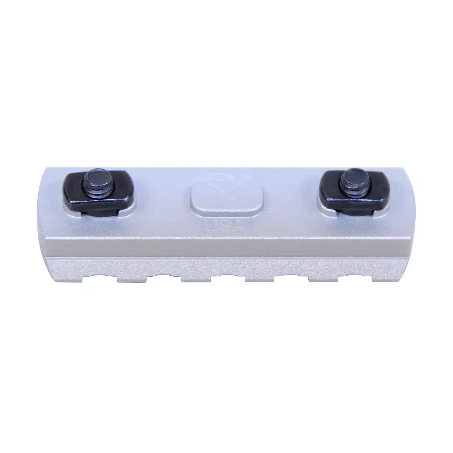 2.25 inch removable M-LOK accessory rail in anodized clear finish with black set screws and M-LOK slots