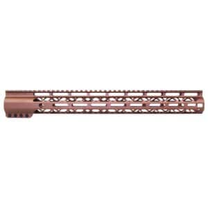 Anodized bronze 16.5 inch AIR-LOK M-LOK handguard with monolithic top rail and skeletonized body