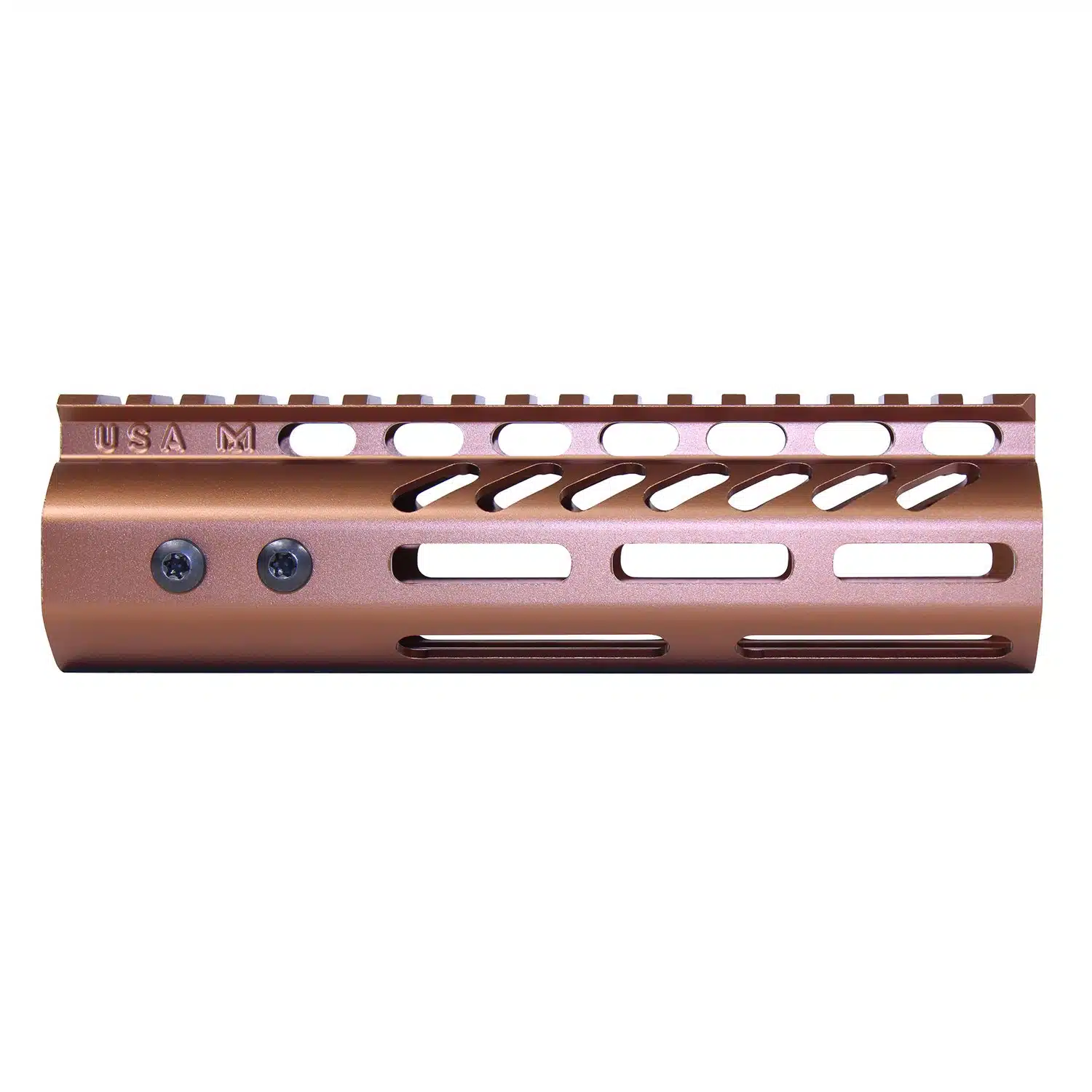 Anodized Bronze 7 inch M-LOK handguard with monolithic top rail for .308 caliber