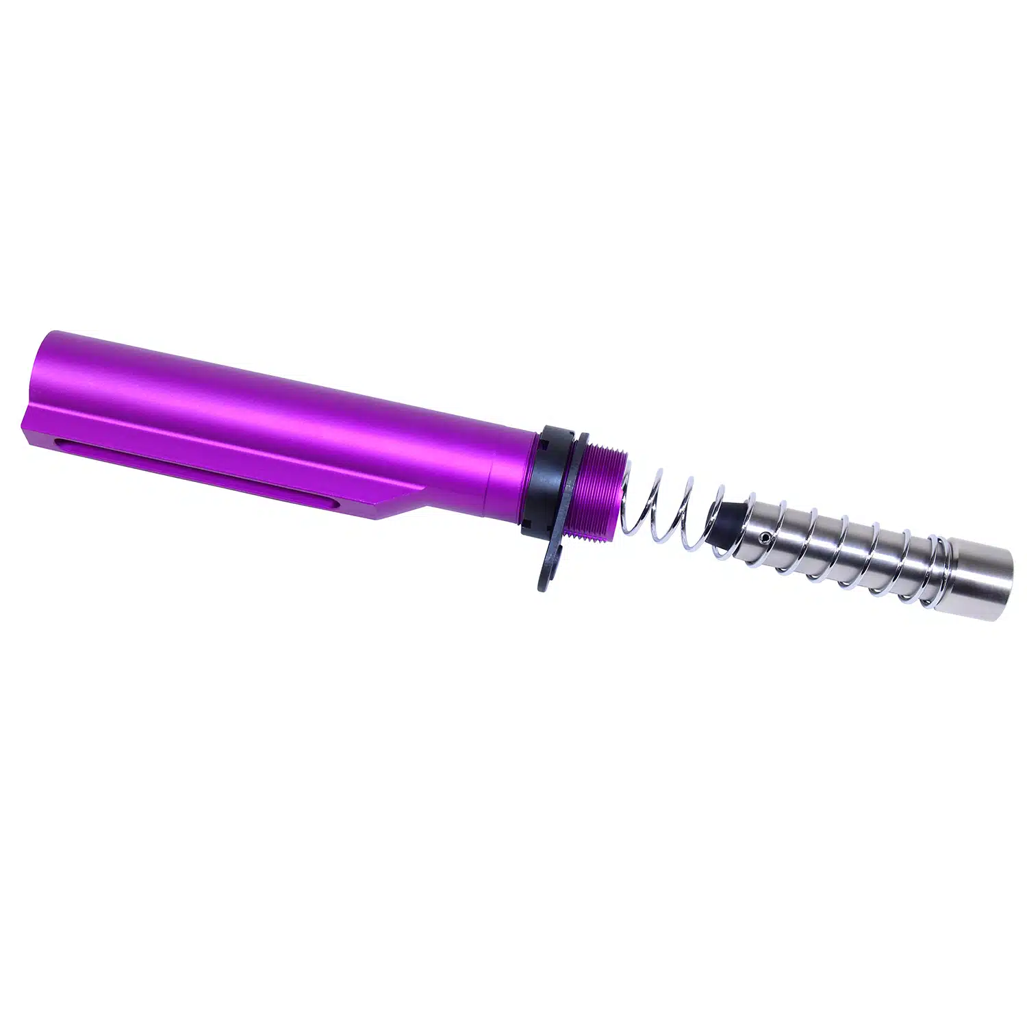 AR 9mm Cal MIL-SPEC Buffer Tube Set in anodized purple finish with chrome silicon spring
