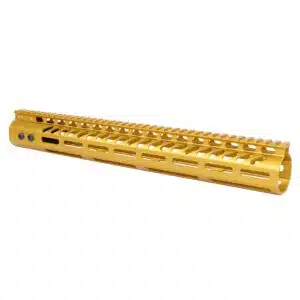 Anodized Gold 15" M-LOK Free Floating Handguard with Monolithic Top Rail for .308 Caliber