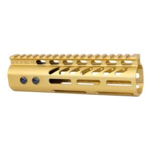 Anodized Gold 7-inch M-LOK handguard with monolithic top rail for .308 Cal AR-15