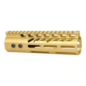 Anodized Gold 7-inch M-LOK handguard with monolithic top rail for .308 Cal AR-15
