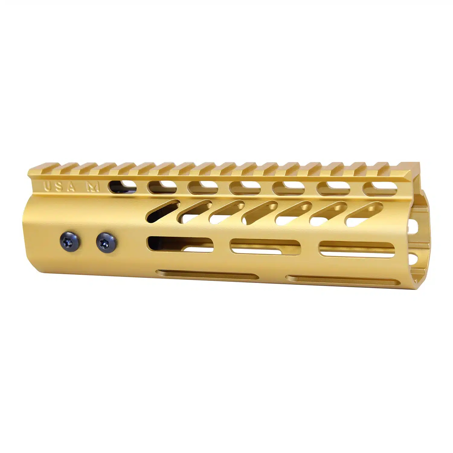Anodized Gold 7-inch M-LOK handguard with monolithic top rail for .308 Cal AR-15