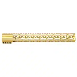 Anodized gold 16.5 inch AIR-LOK handguard with monolithic top rail and M-LOK slots