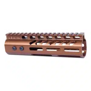 Anodized Bronze 7-inch M-LOK handguard with monolithic top rail and visible mounting screws