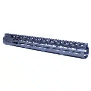Anodized grey 15-inch M-LOK handguard with monolithic top rail for .308 caliber