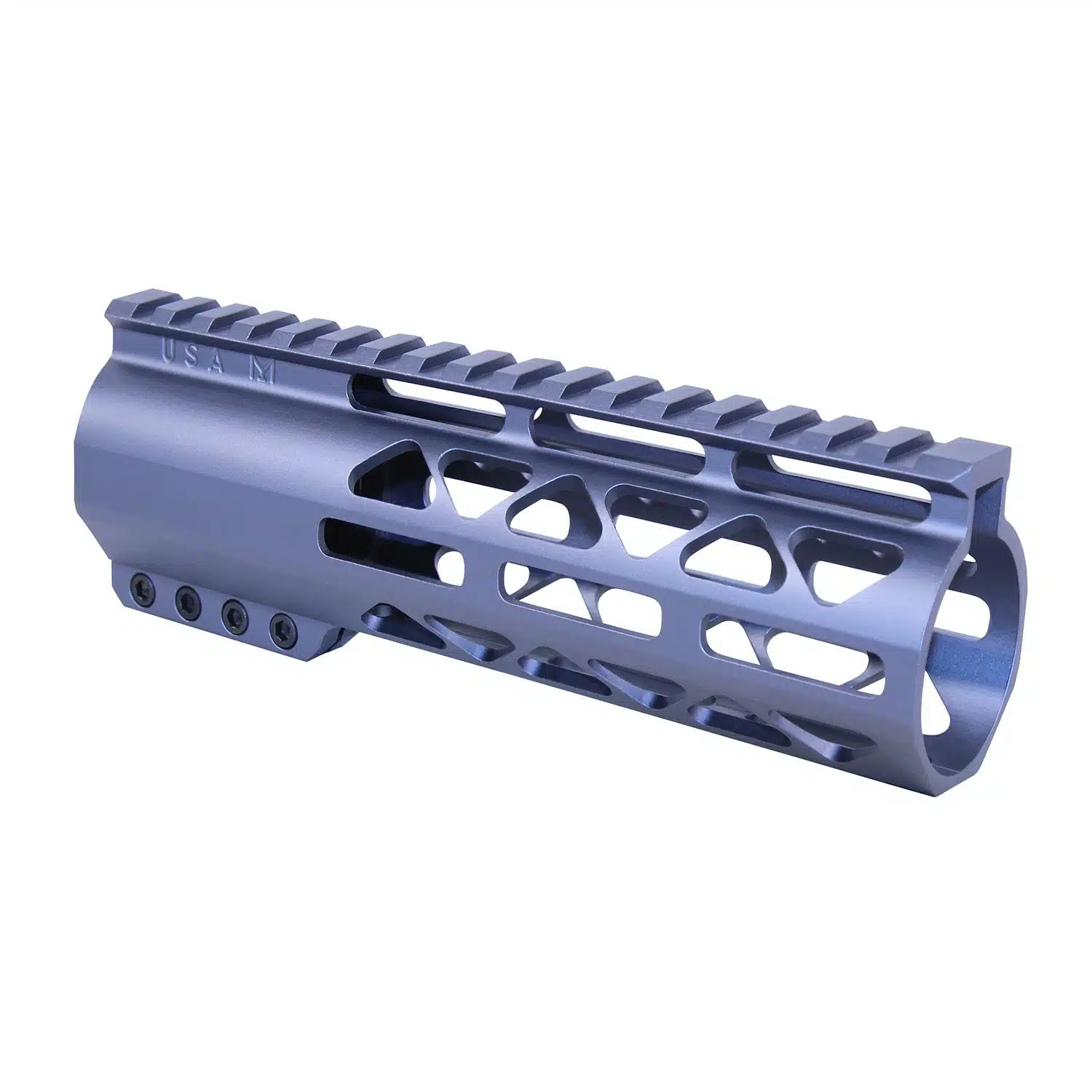 Anodized grey 7 inch AIR-LOK M-LOK handguard with monolithic top rail and skeletonized body