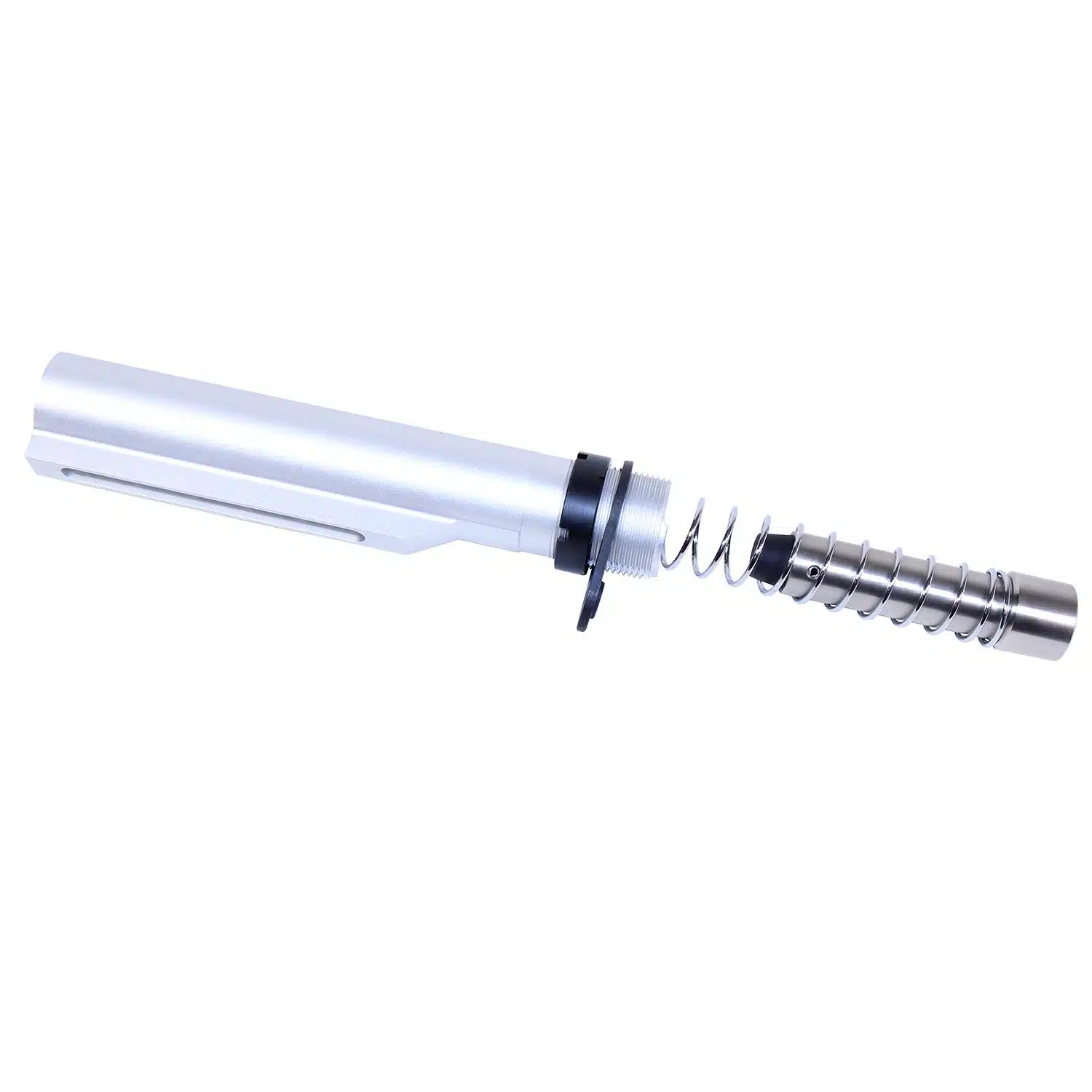 AR 9mm Cal MIL-SPEC Buffer Tube Set in Anodized Clear finish with spring and buffer weight