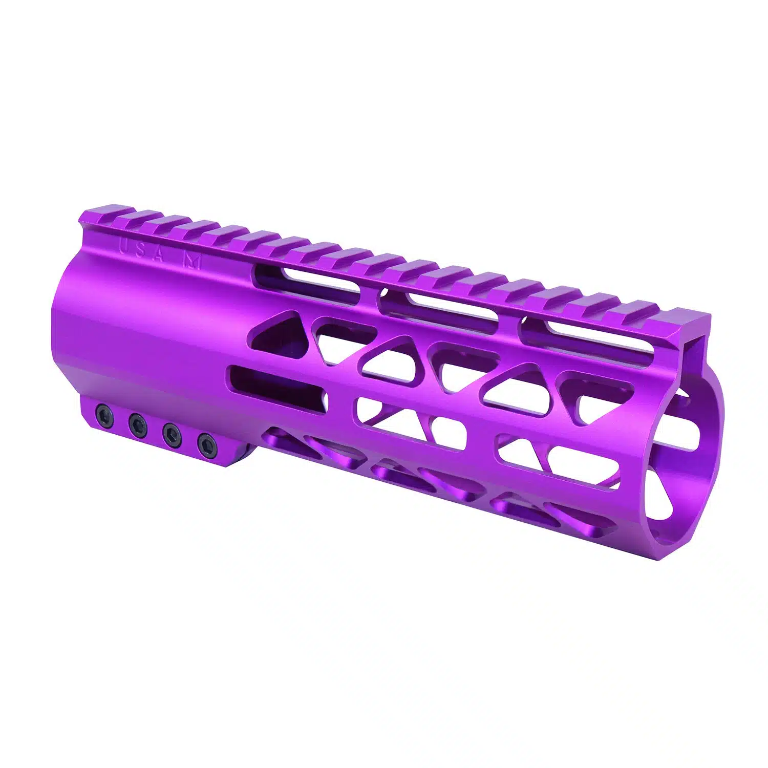 Anodized purple 7-inch AIR-LOK handguard with monolithic top rail and M-LOK slots