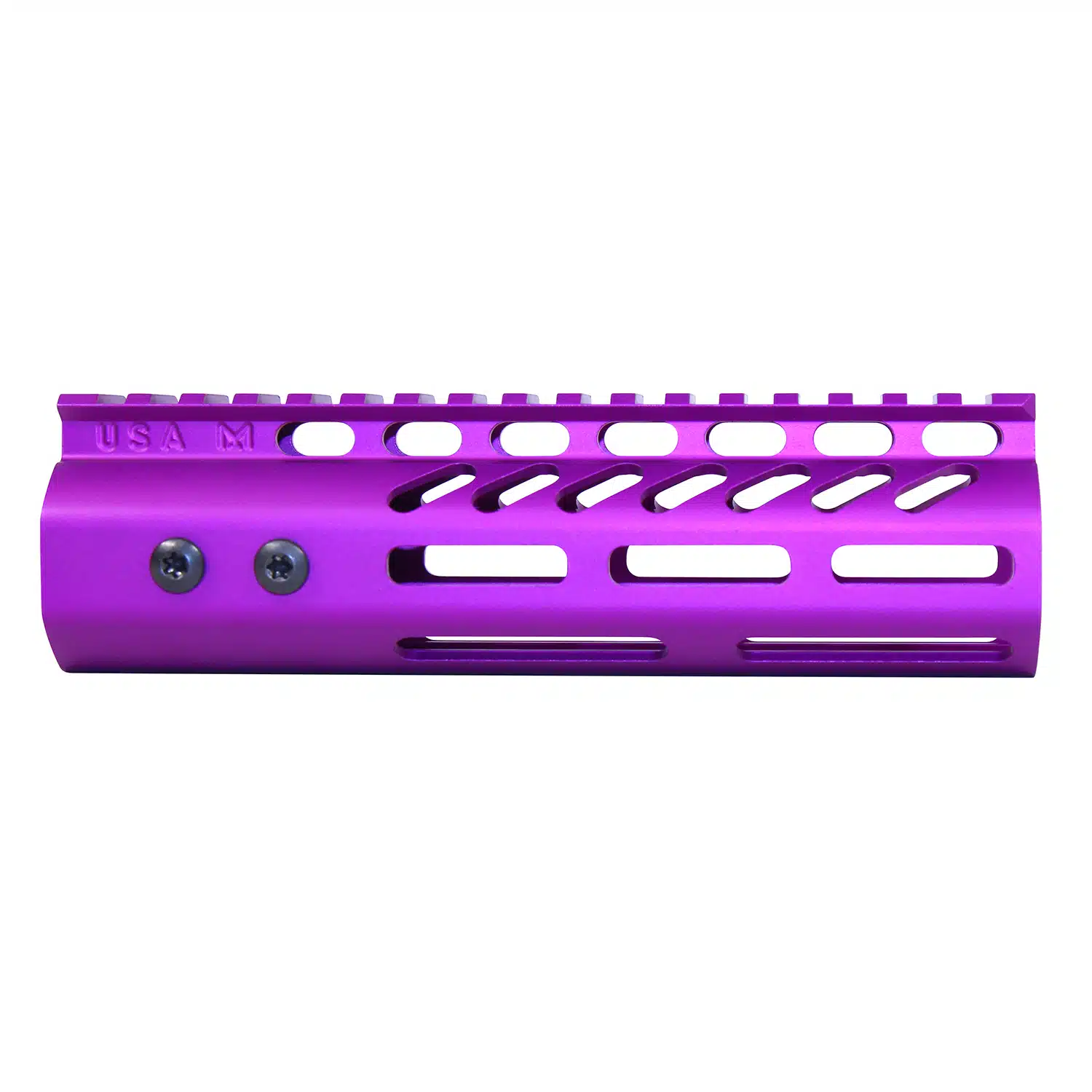 7-inch M-LOK handguard with monolithic top rail in anodized purple finish for .308 caliber