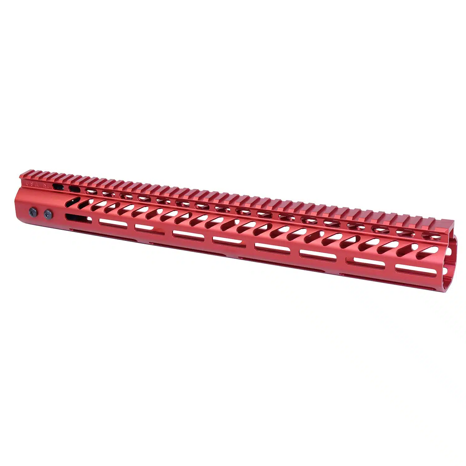 Anodized red 16.5" M-LOK free floating handguard with monolithic top rail