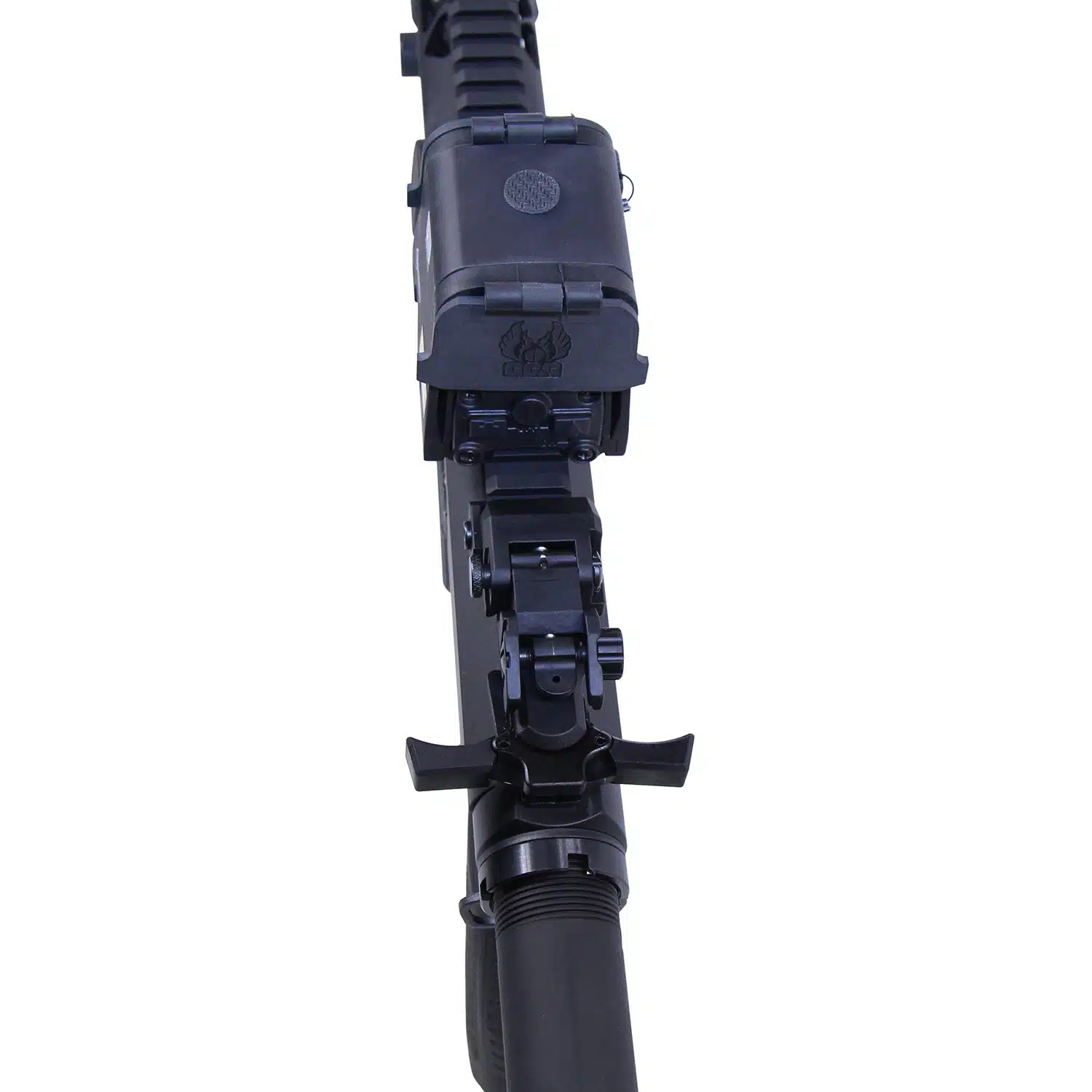 AR-15 Ambidextrous Quick Engage Charging Handle in Anodized Black finish installed on the upper receiver