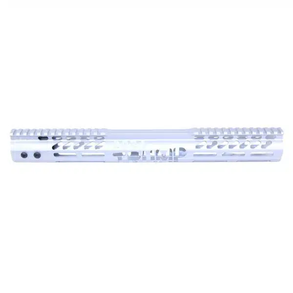 15-inch anodized silver M-LOK handguard with ventilation for tactical or competitive shooting.