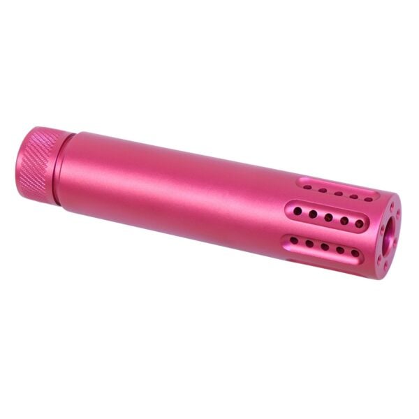 AR-15 Slip Over Fake Suppressor With Ported Gatling Style Brake in Anodized Rose