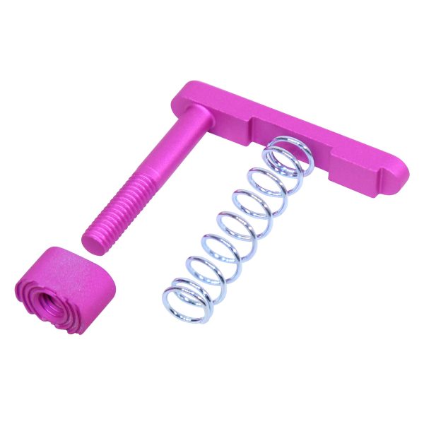 AR-15 Mag Catch Assembly With Mag Button in Anodized Pink